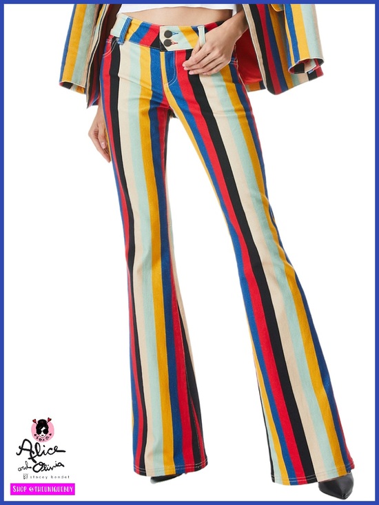 Alice + Olivia Denim - Alice + Olivia Stacey Low Rise Boheme Stripe Bell Jeans